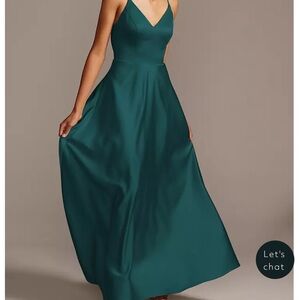 David’s bridal v neck spaghetti strap NWT size 14 green